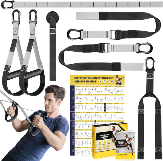 Home Resistance Training Kit, Resistance Trainer Exercise Straps with Handles, Door Anchor and Carrying Bag for Home Gym, Bodyweight Resistance Workout Straps for Indoor & Outdoor