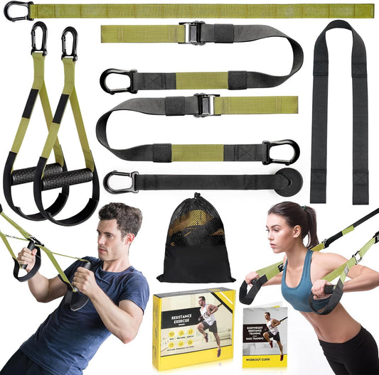 Home Resistance Training Kit, Resistance Trainer Exercise Straps with Handles, Door Anchor and Carrying Bag for Home Gym, Bodyweight Resistance Workout Straps for Indoor & Outdoor