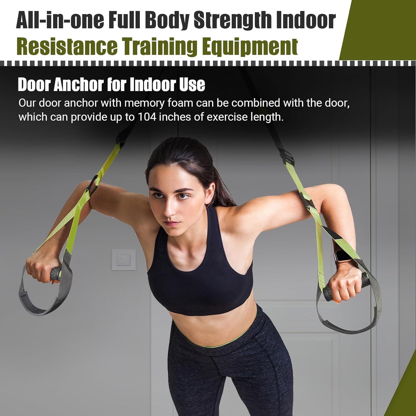 Home Resistance Training Kit, Resistance Trainer Exercise Straps with Handles, Door Anchor and Carrying Bag for Home Gym, Bodyweight Resistance Workout Straps for Indoor & Outdoor