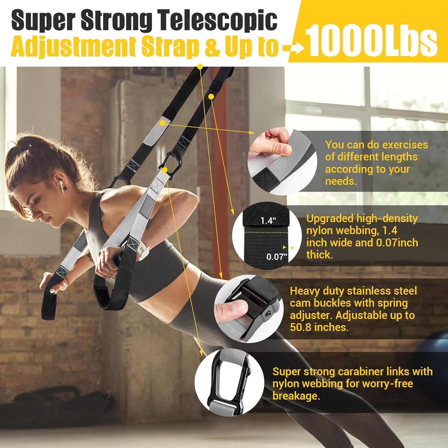 Home Resistance Training Kit, Resistance Trainer Exercise Straps with Handles, Door Anchor and Carrying Bag for Home Gym, Bodyweight Resistance Workout Straps for Indoor & Outdoor