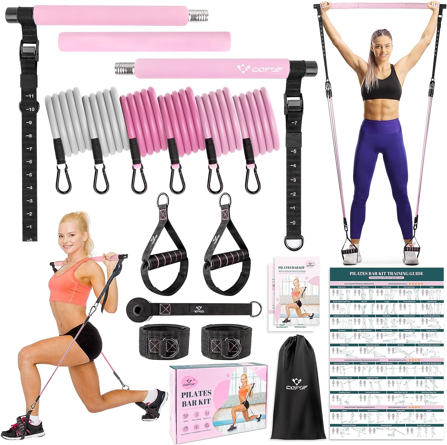 Pilates Bar Kit with Resistance Bands, Multifunctional Yoga Pilates Ba –  COFOF Store