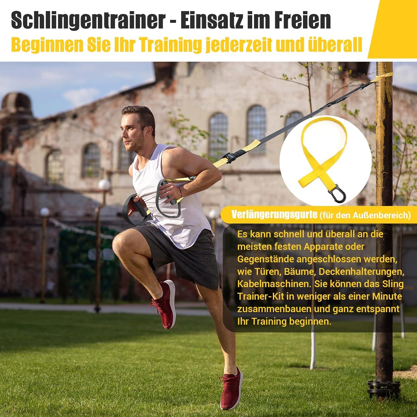 COFOF Schlingentrainer, Sling trainer für ein Ganzkörpertraining, Schlingentrainer für zuhause mit Großem Griff Türankerbefestigung Tragtasche, Übungsanleitung for Homegym
