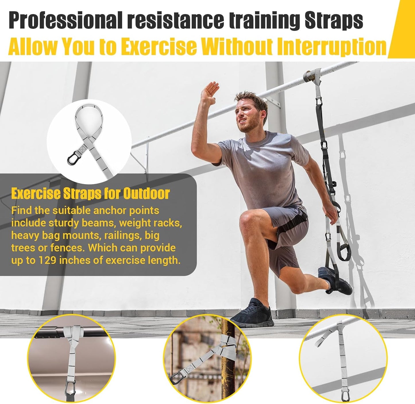 Home Resistance Training Kit, Resistance Trainer Exercise Straps with Handles, Door Anchor and Carrying Bag for Home Gym, Bodyweight Resistance Workout Straps for Indoor & Outdoor