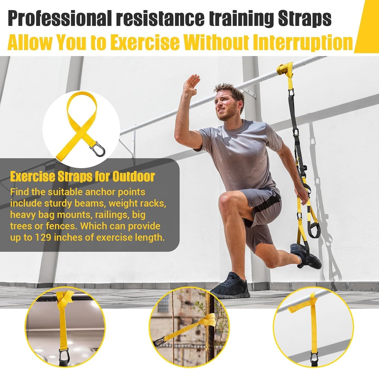 MB MBEAU Home Resistance Training Kit, Resistance Trainer Exercise Straps with Handles, Door Anchor and Carrying Bag for Home Gym, Bodyweight Resistance Workout Straps for Indoor & Outdoor