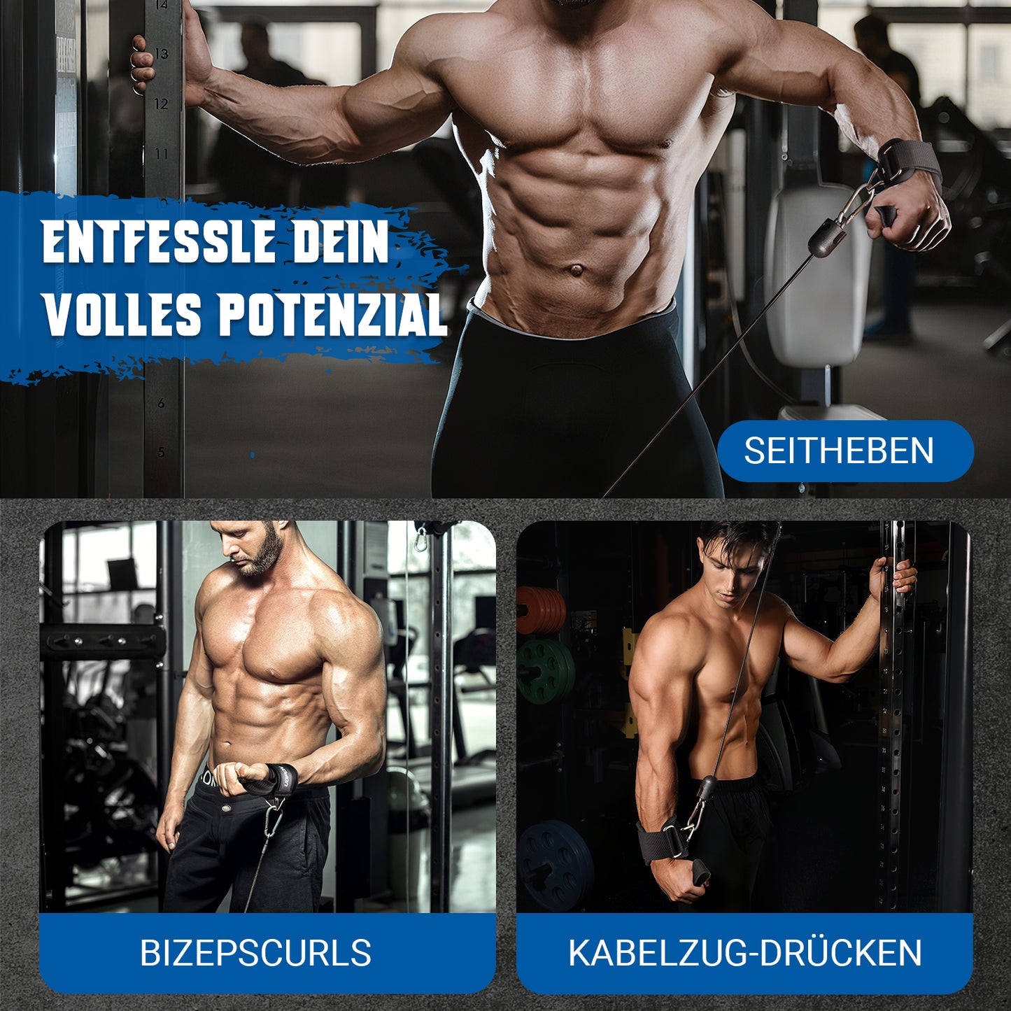 UOPON Zughilfen Krafttraining, 2-in-1 Lifting Straps mit Doppel-D-Ring, Anti-Rutsch Zughilfen für Bodybuilding, Kreuzheben, Kabelzugübungen und Fitness - Gym Zughilfen für Herren