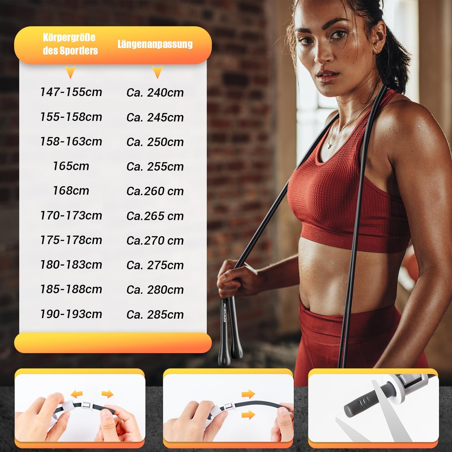 Paleclouds Springseil Verstellbares für Speed Skipping, PVC Springseil Erwachsene Fitness für Damen und Herren, 3M Leichtes Mit Trainingsposter und ABS Rutschfester Griff