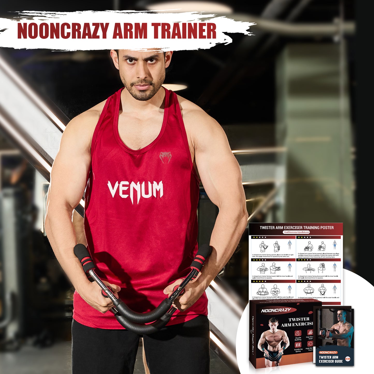 NOONCRAZY Twister Armtrainer, 13-27kg Verstellbarer Brustmuskel Trainingsgeräte für Zuhause, Arm Chest Trainer mit Poster für Männer & Frauen, Brustmuskeltrainer zur Verbesserung der Oberkörpermuskulatur