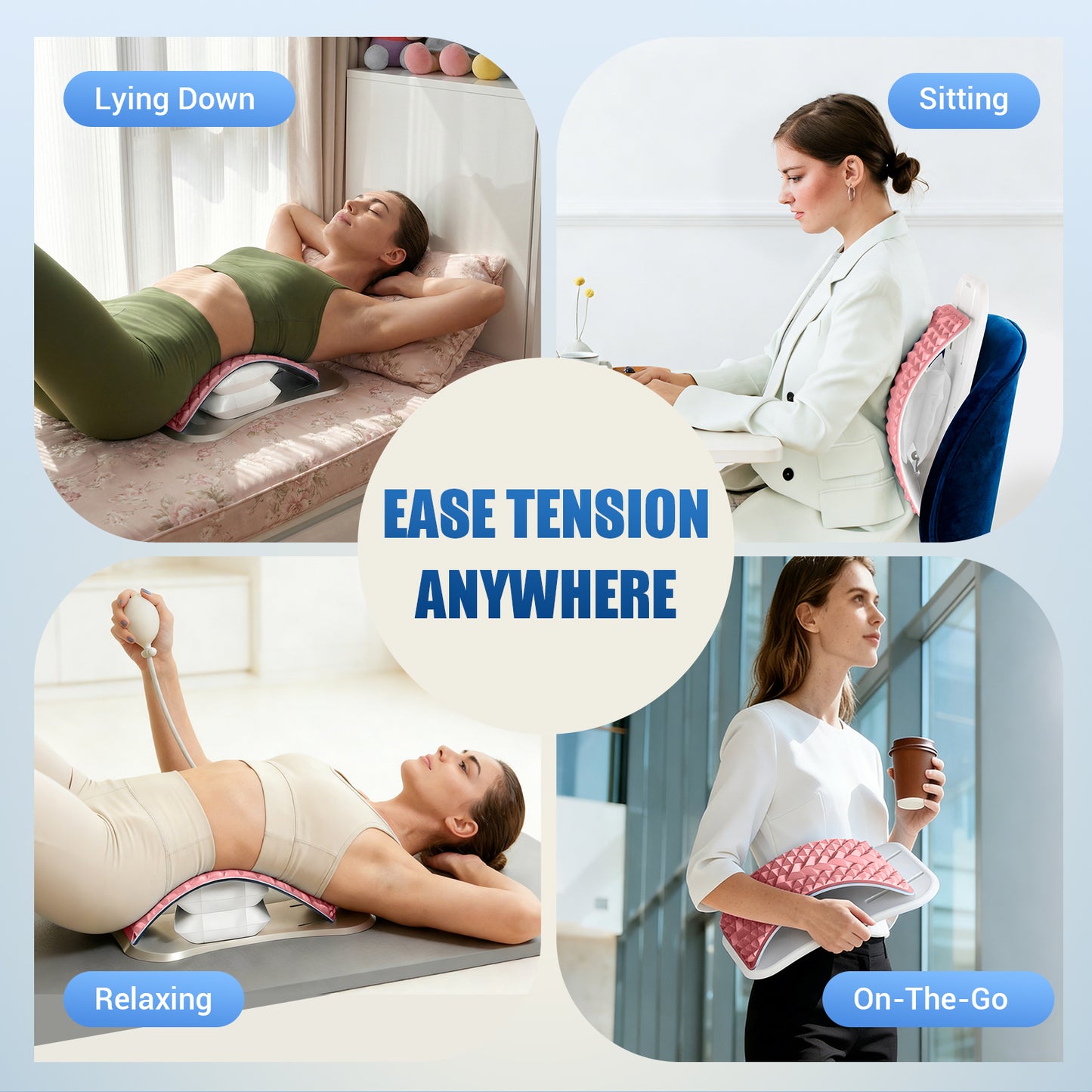 OPDEKEHA Back Stretcher for Lower Back Pain Relief, Adjustable Lumbar Support Board with Acupressure Points, Back Stretcher Board for Scoliosis, Spine Decompression Support