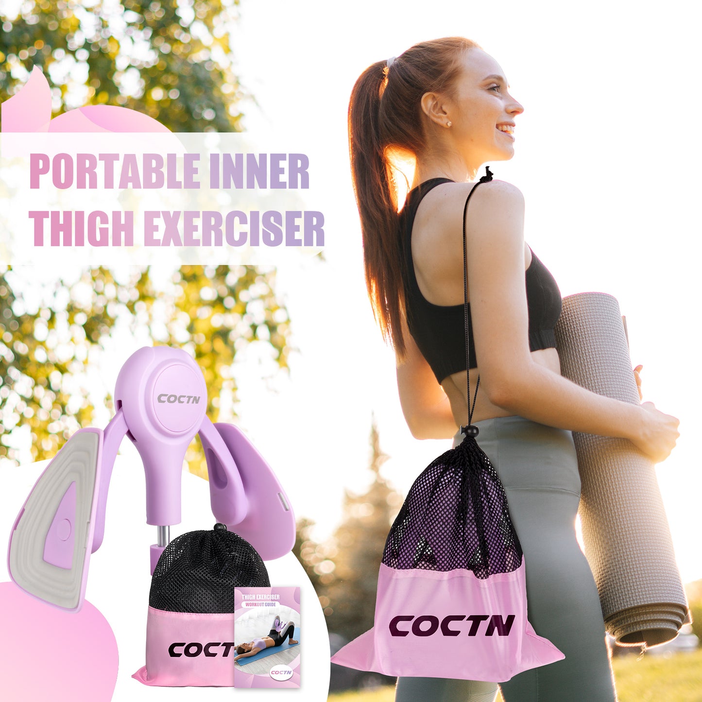 COCTN Thigh Trainer for Women, 15-70LB Adjustable Resistance Inner Thigh Exerciser for Pelvic Floor Muscle Repair, Thigh Workout Kegel Exercise Equipment for Shaping, Yoga & Weight Loss at Home Gym