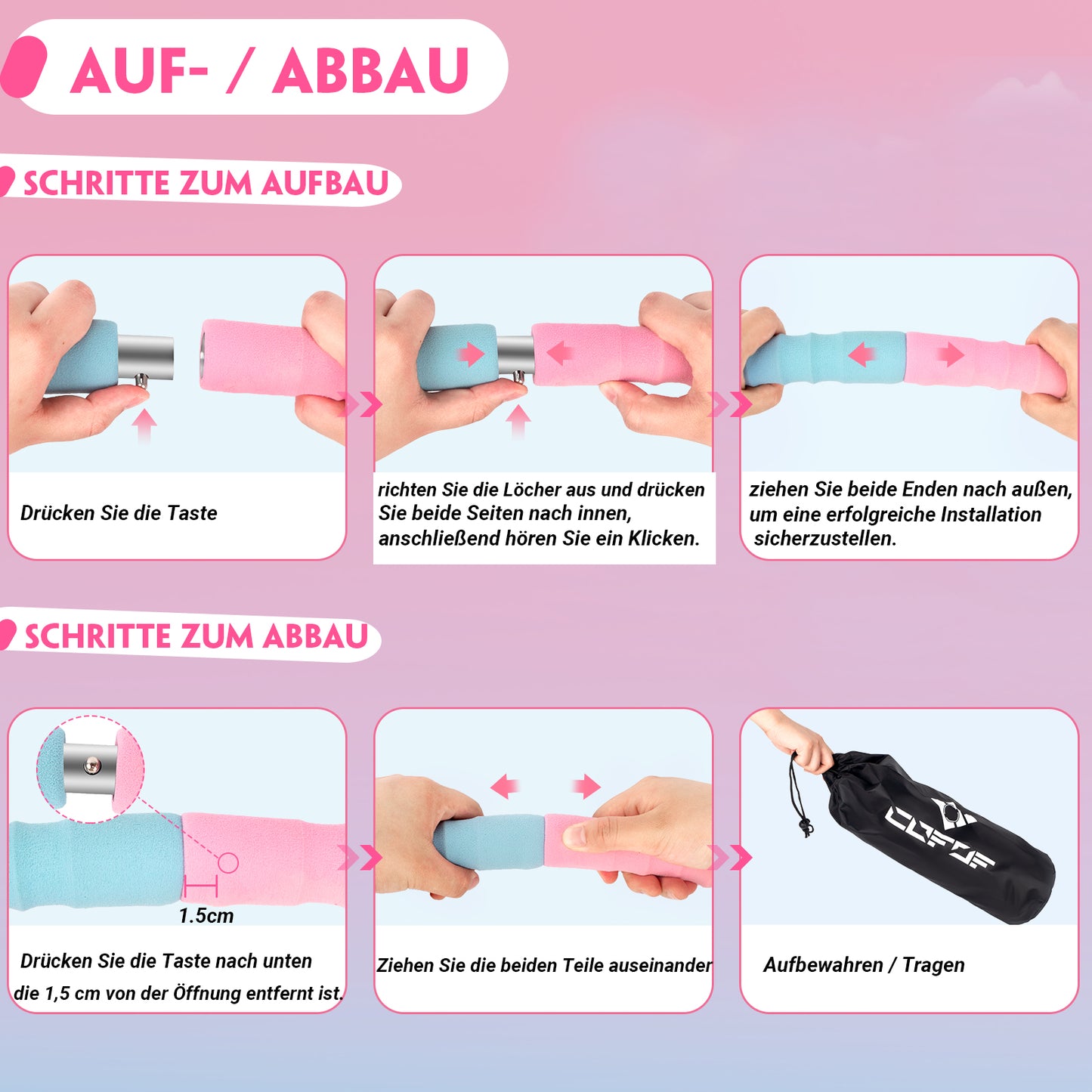 COFOF Hula Hoop Reifen Erwachsene, Abnehmbarer Hula Hoop Reifen mit Stabiler Edelstahlkern, Premium Schaumstoff, Gymnastikreifen für Fitness/Weight Loss/Massage (1,2 kg)