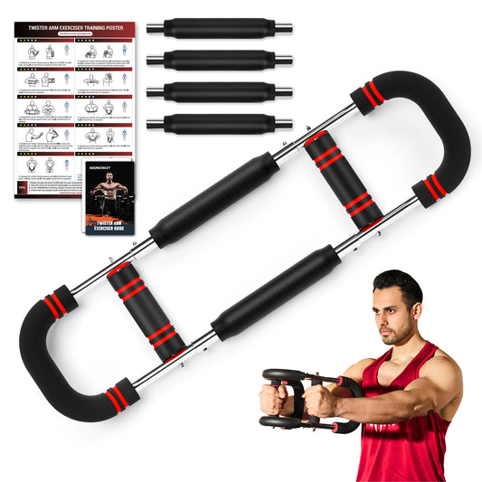 nooncrazy Twister Arm Trainer, 30-120lbs Adjustable Chest Exerciser, Arm Trainer with Training Poster for Men, Detachable Chest Workout Home Fitness Equipment for Enhancing Upper Body Muscle