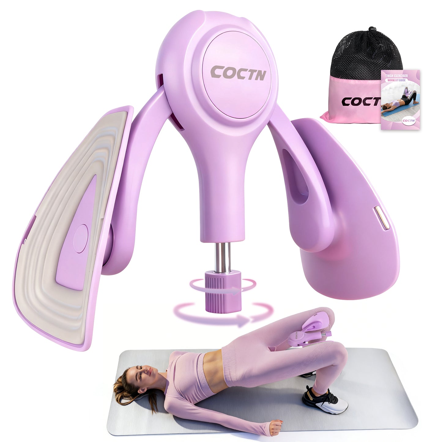COCTN Thigh Trainer for Women, 15-70LB Adjustable Resistance Inner Thigh Exerciser for Pelvic Floor Muscle Repair, Thigh Workout Kegel Exercise Equipment for Shaping, Yoga & Weight Loss at Home Gym