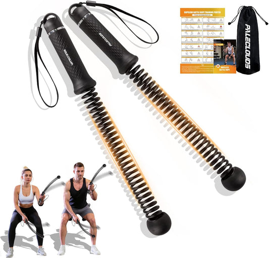 Paleclouds Ropeless Battle Rope, Upgrade Weighted Cordless Battle Ropes with Training Poster & Storage Bag, Portable Silent Home Workout Equipment for Full Body Toning, HIIT & Cardio(1.46Kg)