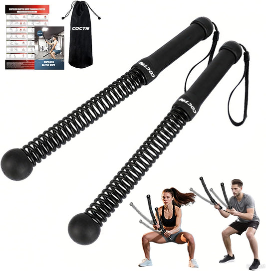 Weighted Ropeless Battle Ropes, Heavy Duty Portable Cordless Battle Ropes for Home Gym with Poster, Workout Exercise Rope for Strength Building, HIIT and Low-Impact Aerobic Training for Men & Women