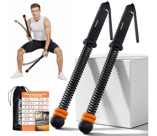 Paleclouds Portable Ropeless Battle Ropes, Adjustable Weights Cordless Battle Ropes for Home Gym with Storage Bag, Weighted Exercise Equipment for Low-Impact Workout, Strength & HIIT, for Men & Women (Black)
