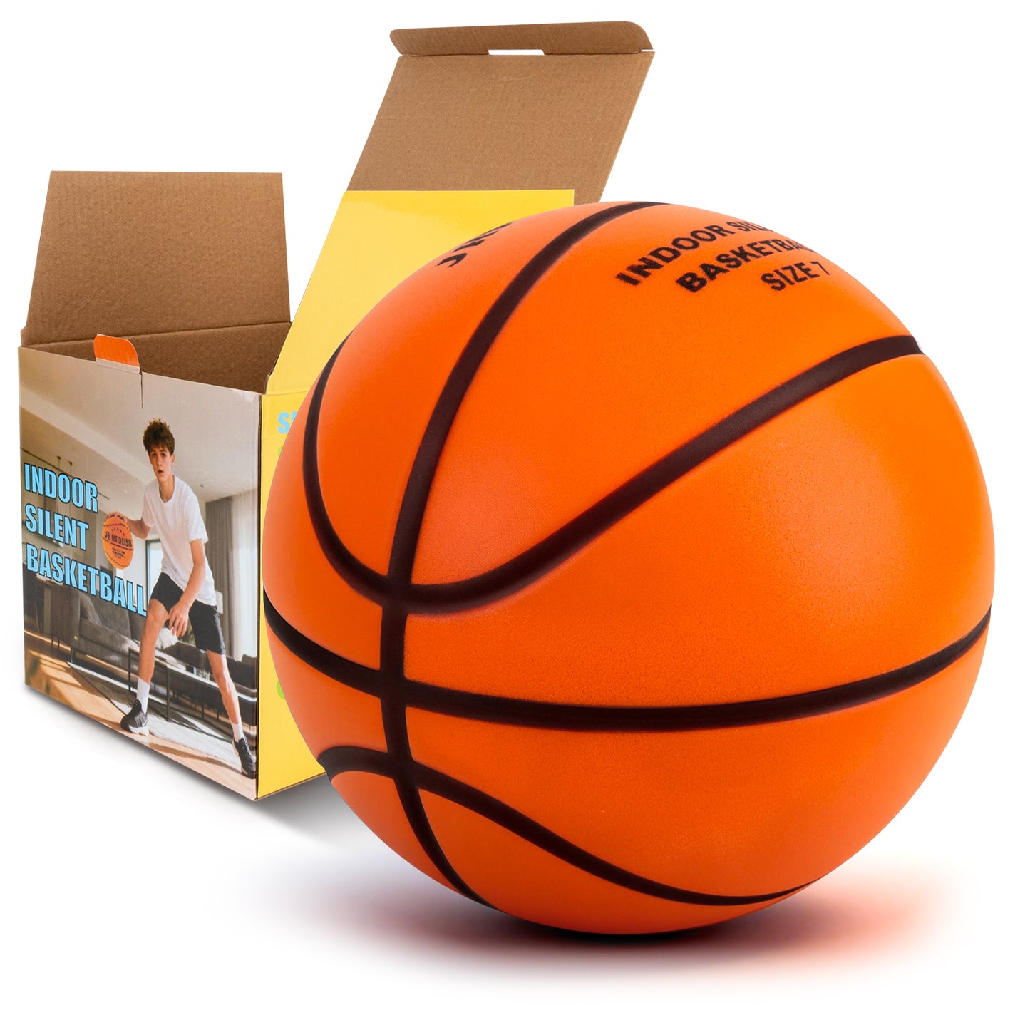 JHMFDDSB Silent Basketball Size 7 (29.5"), Indoor Quiet Foam Basketball Airless for Dribbling & Indoor Training, Soft Soundless Basketball for Restore Without Deformation, Real Feel Higher Bounce Quieter