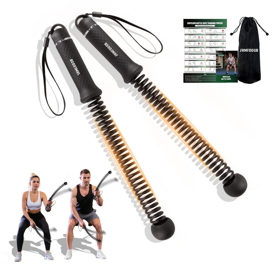 JHMFDDSB Ropeless Battle Ropes, Upgraded Heavy Duty Portable Cordless Battle Ropes for Home Gym with Poster & Non-Slip Soft Handles for Wrist Protection, Exercise Rope for HIIT and Low-Impact Aerobic Training