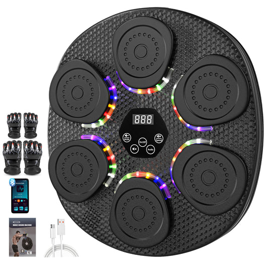OPDEKEHA Music Boxing Machine for Adults & Kids, Bluetooth Smart Boxing Wall Machine with Gloves, 9 Modes, 6 Speeds & 3 Sensitivity, Electric Light Up Music Punching Machine for Home & Gym