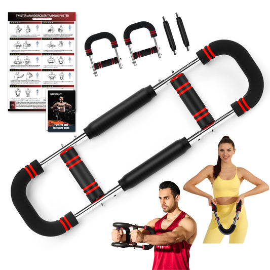 nooncrazy Twister Arm Trainer, 30-60lbs Adjustable Chest Exerciser, Arm Trainer with Training Poster for Men, Detachable Arm Exercise Chest Workout Home Fitness Equipment for Enhancing Upper Body Muscle