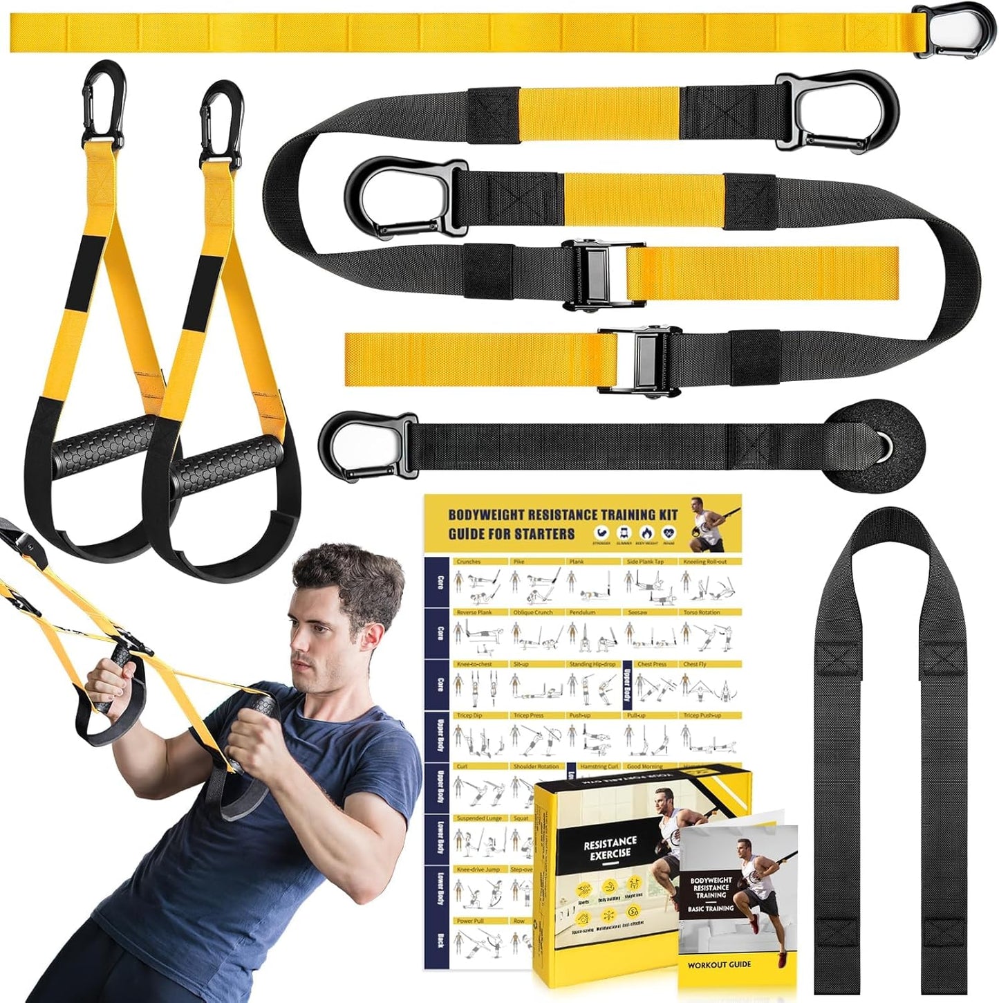 MB MBEAU Home Resistance Training Kit, Resistance Trainer Exercise Straps with Handles, Door Anchor and Carrying Bag for Home Gym, Bodyweight Resistance Workout Straps for Indoor & Outdoor