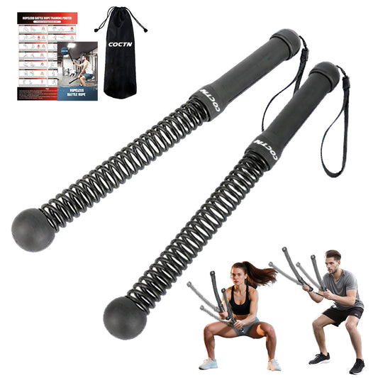 COCTN Weighted Ropeless Battle Ropes, Heavy Duty Portable Cordless Battle Ropes for Home Gym with Poster, Workout Exercise Rope for Strength Building, HIIT and Low-Impact Aerobic Training for Men & Women