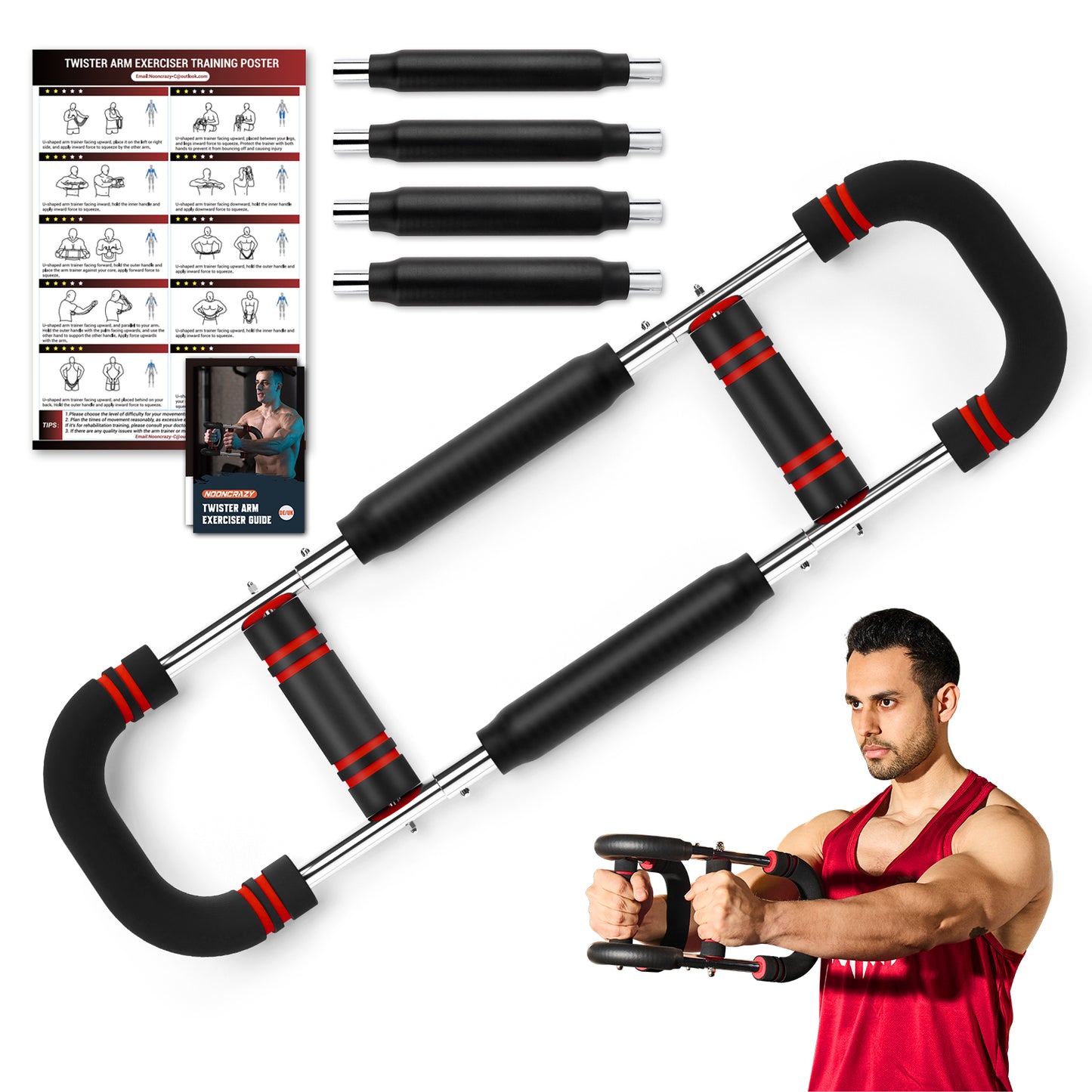 NOONCRAZY Twister Armtrainer, 13-27kg Verstellbarer Brustmuskel Trainingsgeräte für Zuhause, Arm Chest Trainer mit Poster für Männer & Frauen, Brustmuskeltrainer zur Verbesserung der Oberkörpermuskulatur
