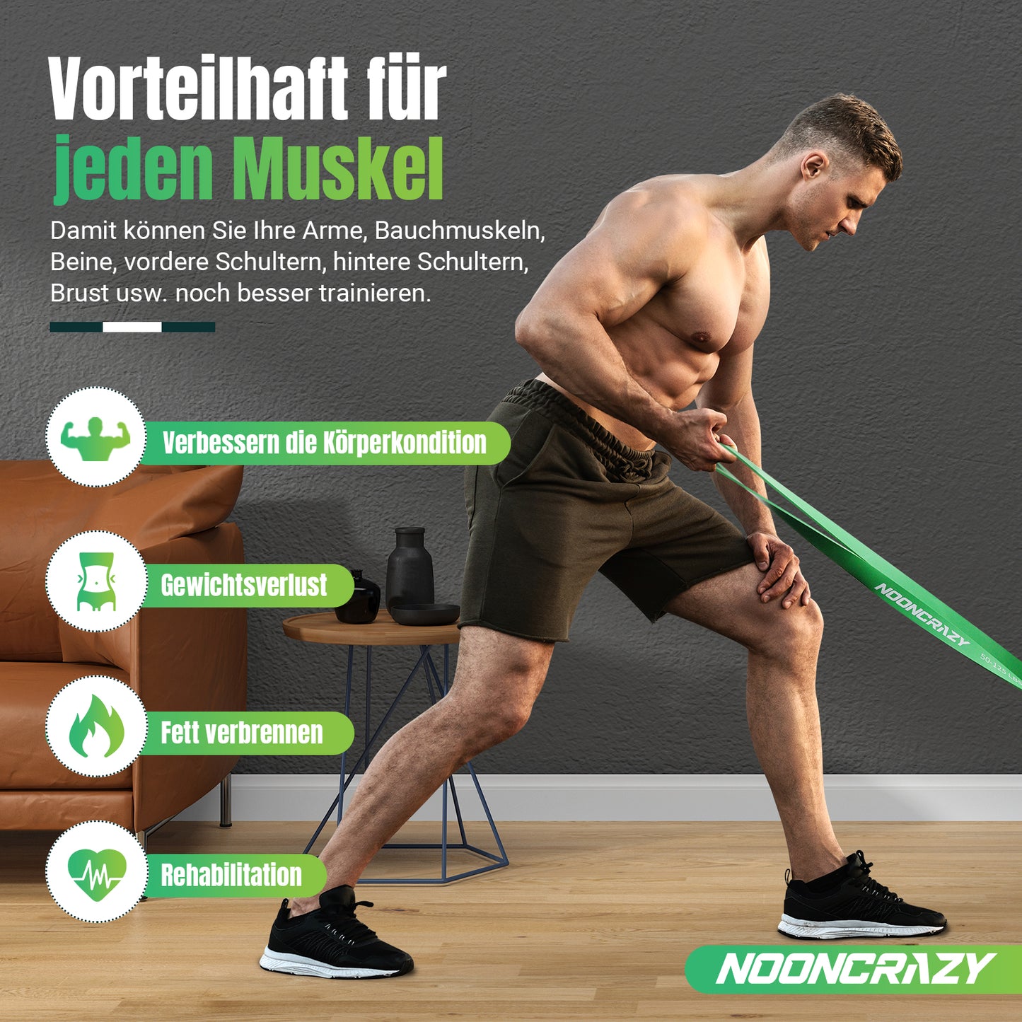 nooncrazy Resistance Bands Set, Pull Up Assistance Bands 5 Different Levels with Handles & Door Anchor & Training Poster, Gym Bands for Strength Training, Yoga, Muscle Toning for Men and Women