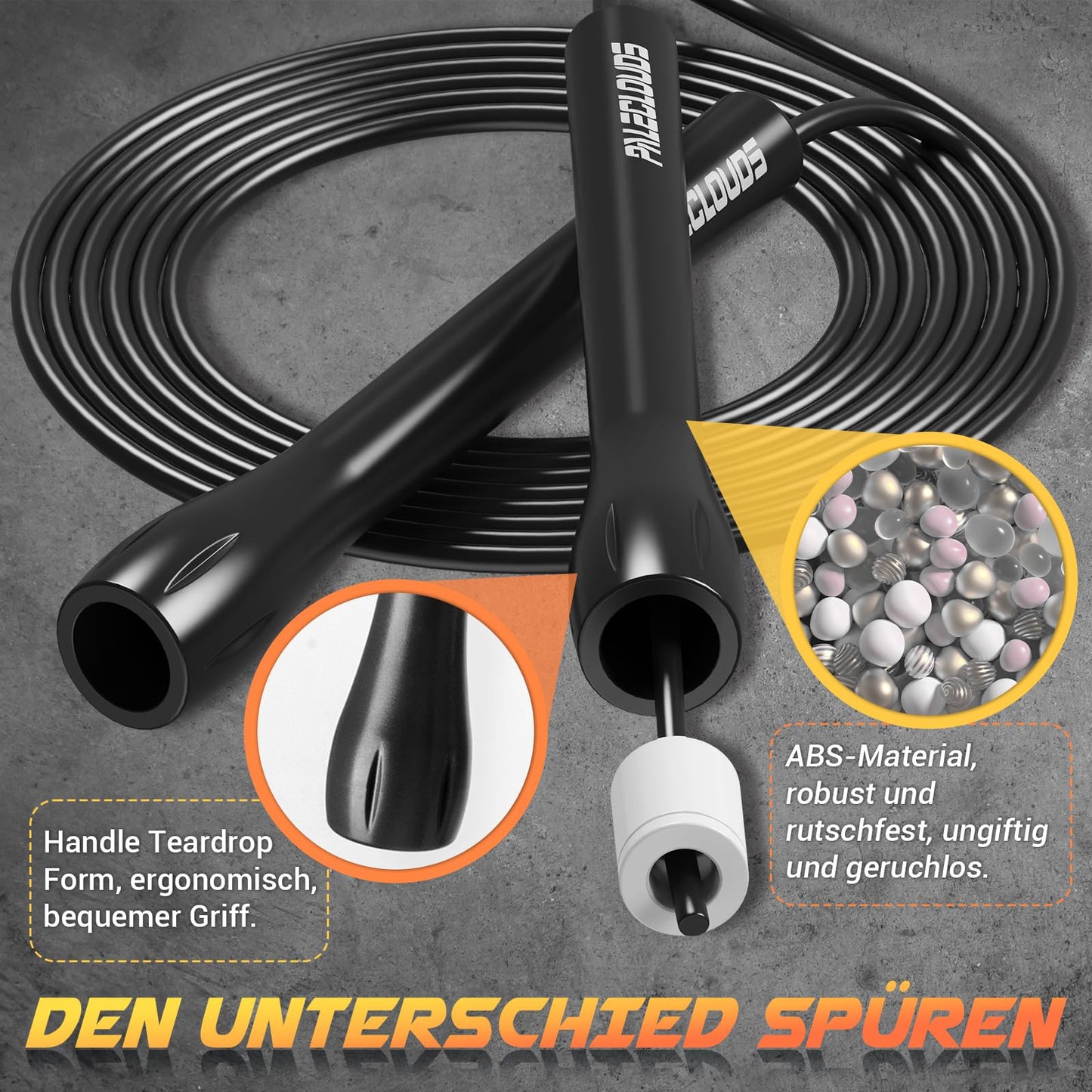 Paleclouds Springseil Verstellbares für Speed Skipping, PVC Springseil Erwachsene Fitness für Damen und Herren, 3M Leichtes Mit Trainingsposter und ABS Rutschfester Griff