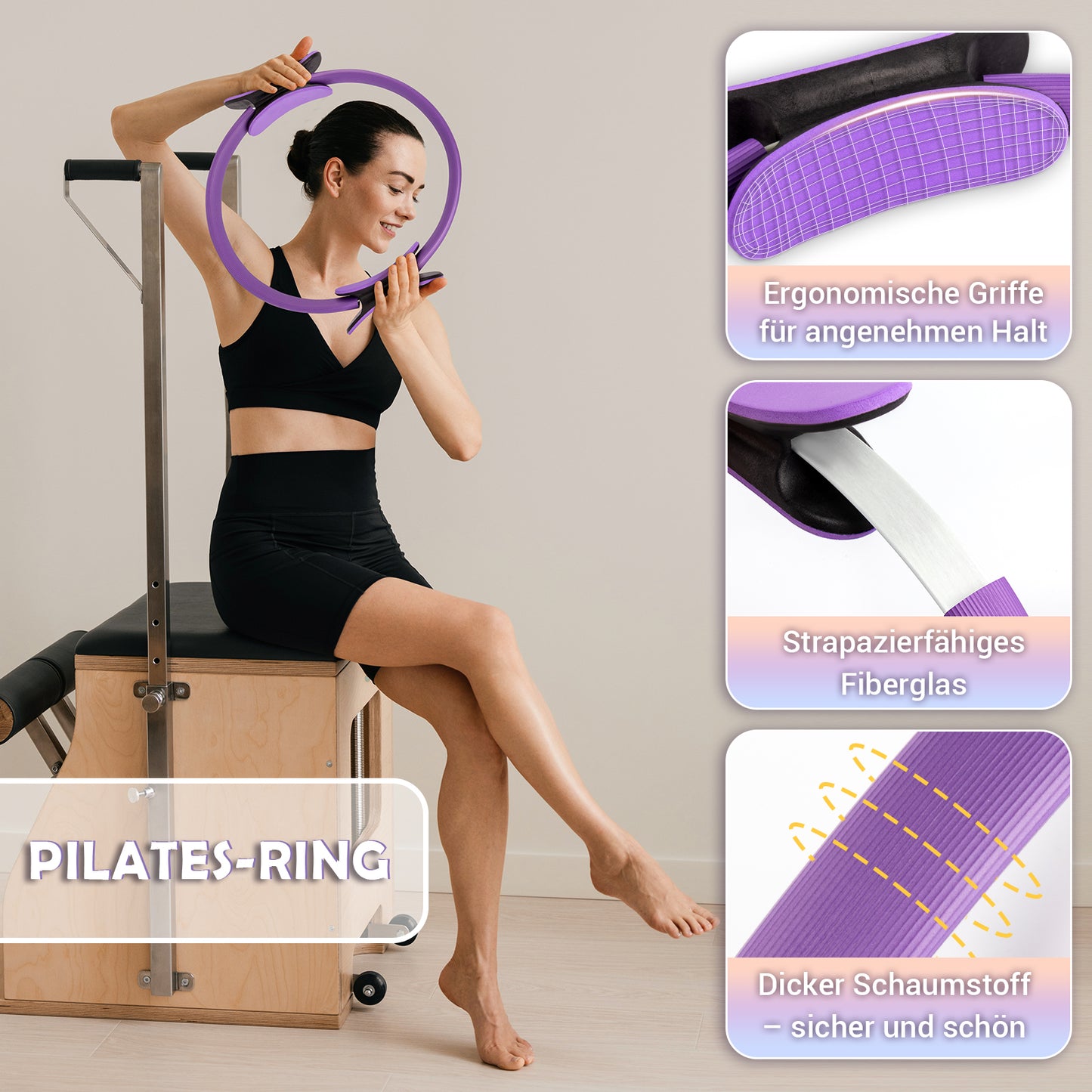 Paleclouds Pilates Set für Zuhause, Pilates Ring und Ball Set mit 12"/30 cm Yoga Circle, Miniball, 3 Fitnessbänders, Trainingsposter & Tragbare Tasche, Pilates Kit für Homeworkout Equipment Frauen, Workout