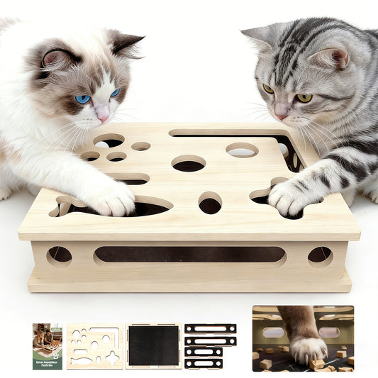 2-in-1 Kratzpuzzle mit Sandpapier, Interaktive Nagelfeilen-Box zur stressfreien Krallenpflege für Wohnungskatzen, Katzenspielzeug gegen Langeweile & Kratzbrett-Ersatz (Large)