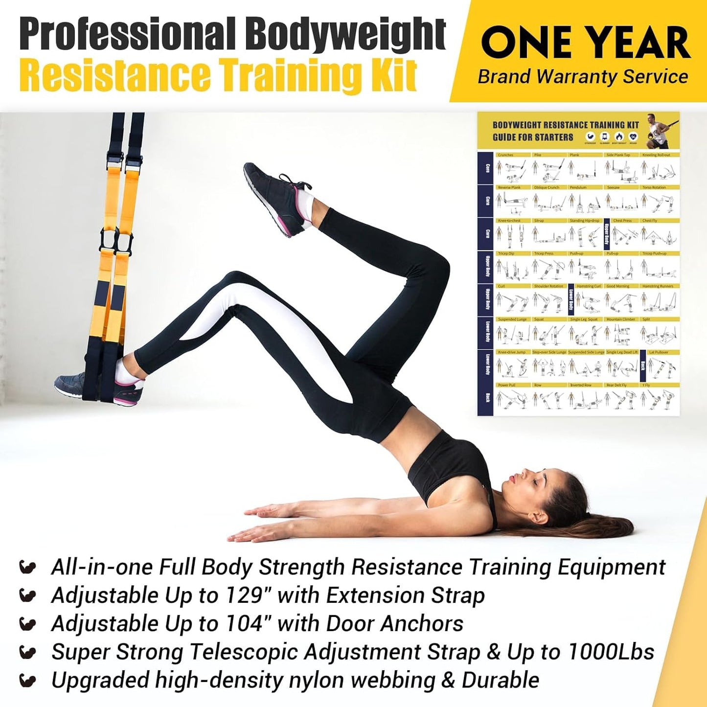 MB MBEAU Home Resistance Training Kit, Resistance Trainer Exercise Straps with Handles, Door Anchor and Carrying Bag for Home Gym, Bodyweight Resistance Workout Straps for Indoor & Outdoor