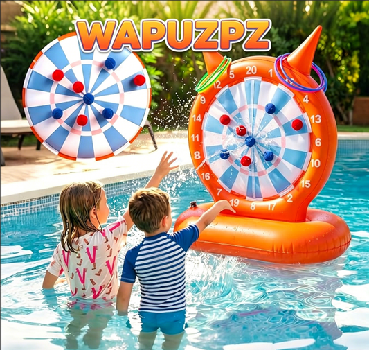WAPUZPZ 2-in-1 Inflatable Pool Dart Ring Toss Toy