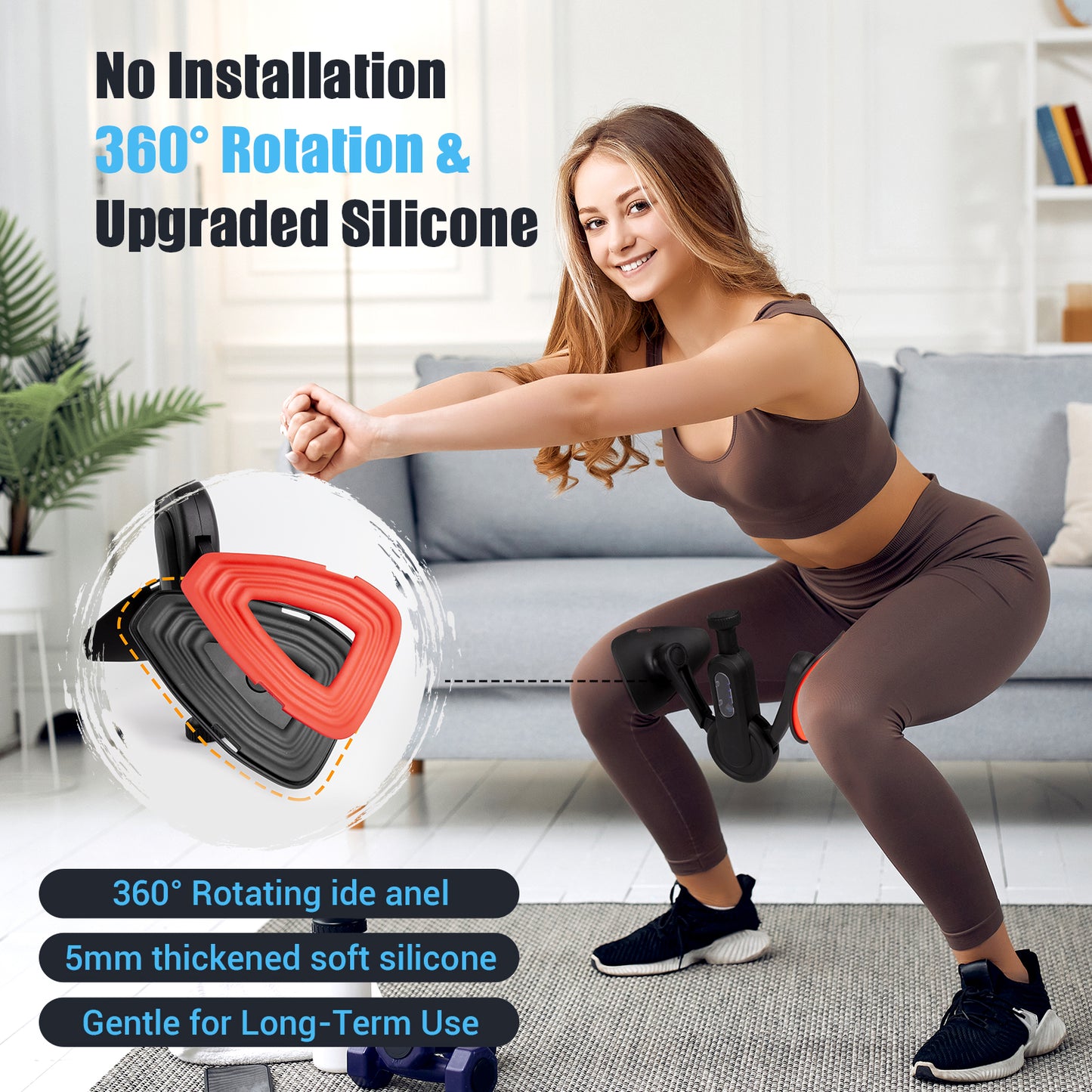 ODCPN Inner Thigh Exerciser for Women, 15-80 LB Adjustable Resistance Thigh Trainer with Resistance Band(2PC), Thigh Workout Kegel Equipment for Pelvic Floor Muscle, Shaping, Yoga & Home Fitness