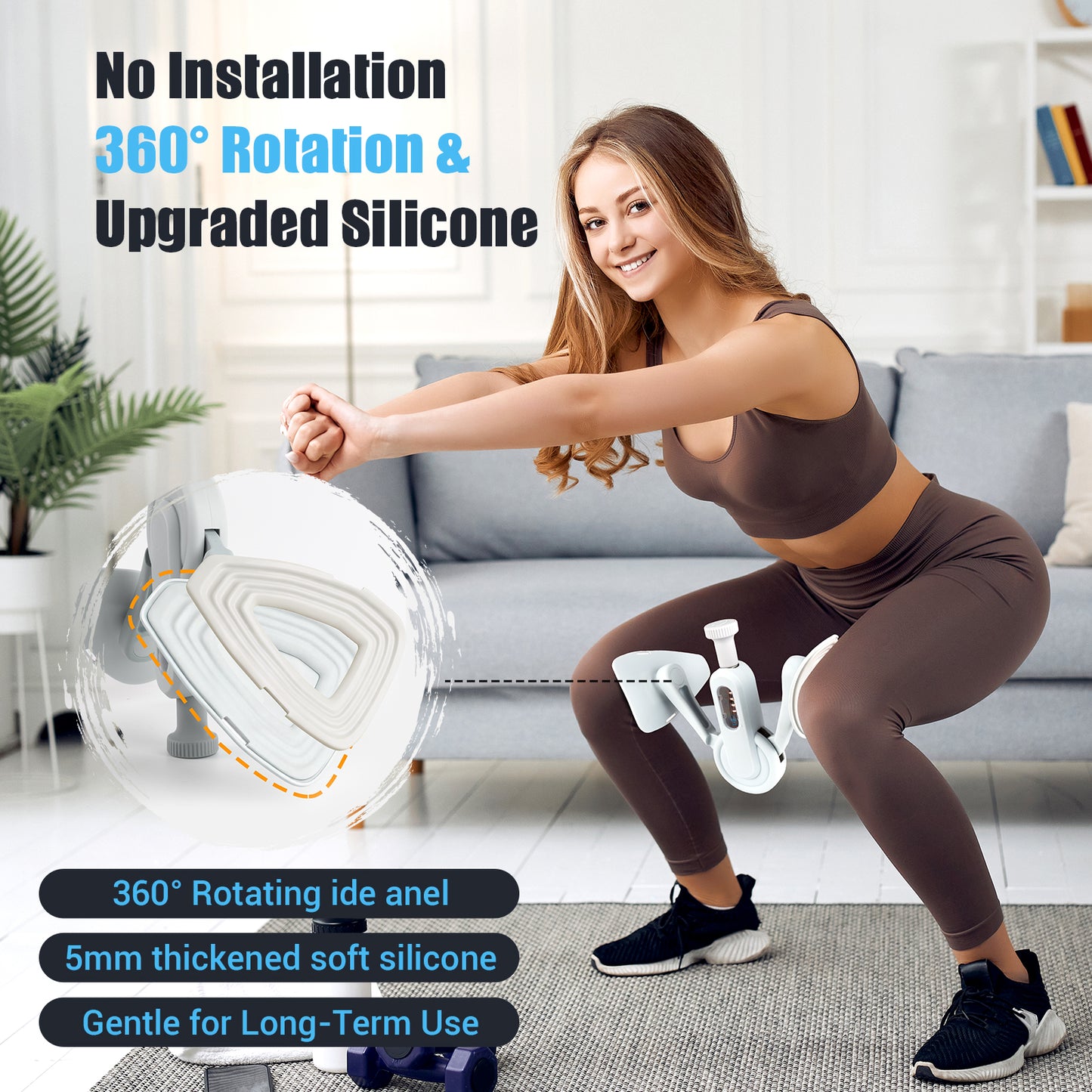 ODCPN Inner Thigh Exerciser for Women, Resistance Bands for Physical Therapy Women for Yoga, Shaping, Rehab, Fitness and Strength Training, Elastic Workout Bands with Training Poster(Purple)