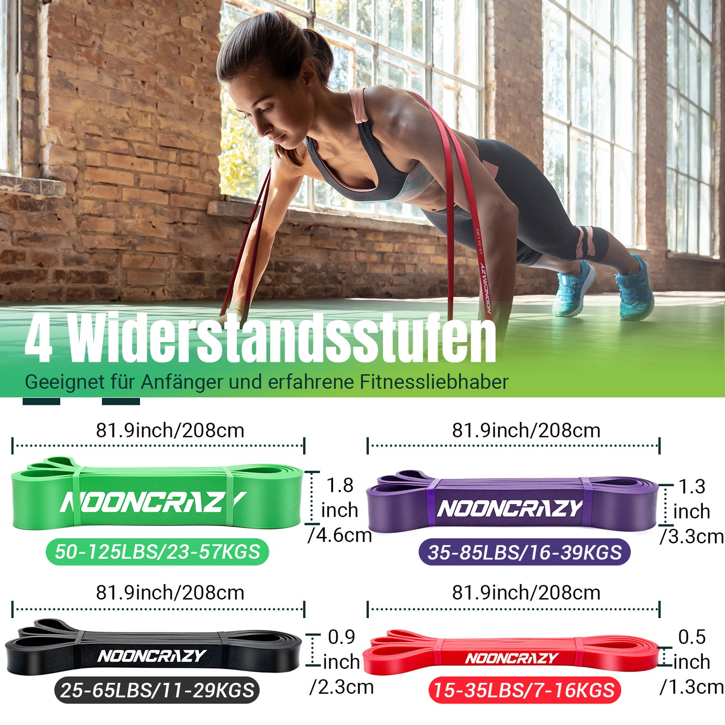 nooncrazy Resistance Bands, Verschiedene Ebenen Widerstandsbänder mit Türanker und Handgriffen, Fitnessbänder für Kraftraining, Training, Yoga für Männer und Frauen