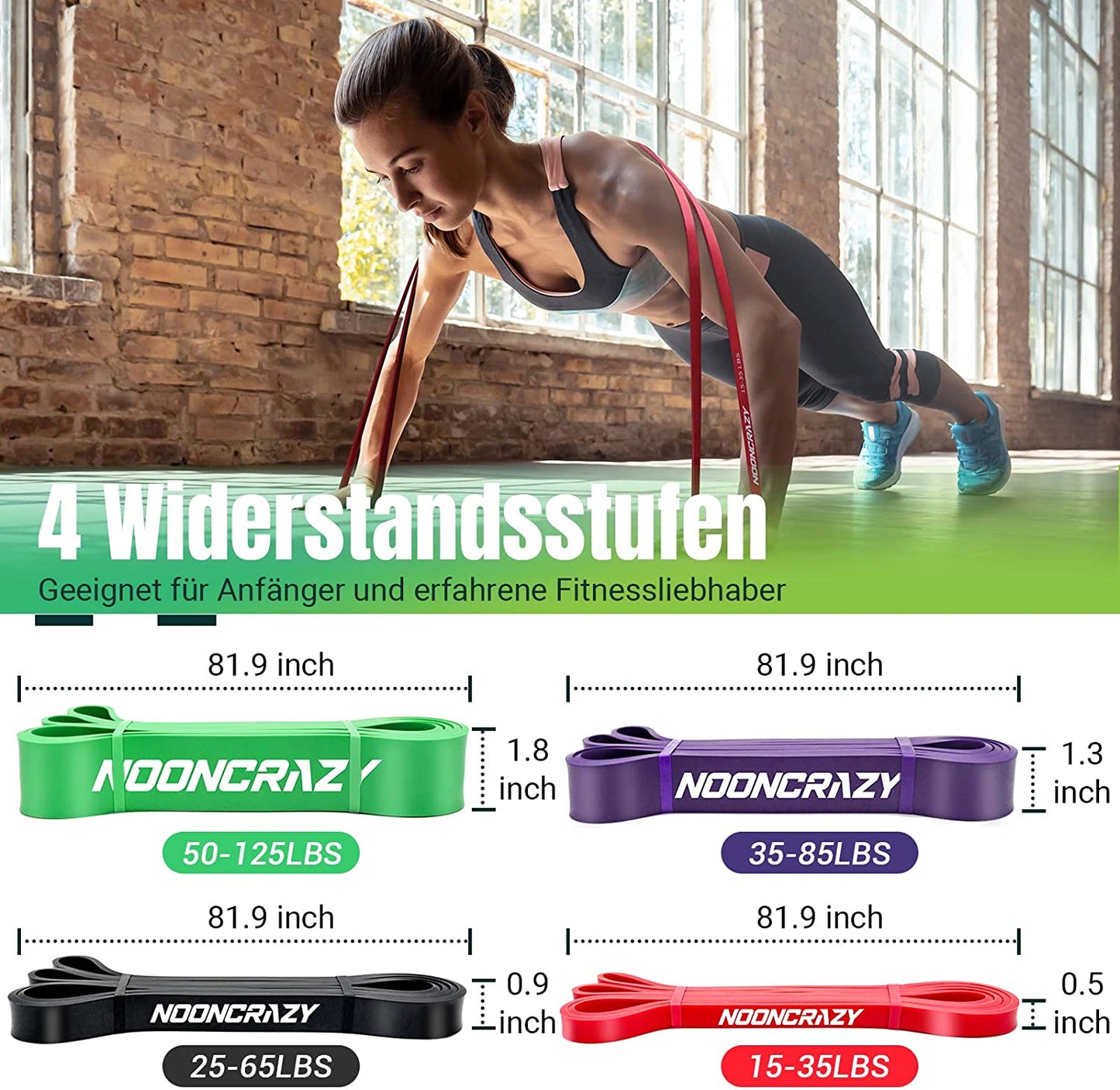 Nooncrazy Resistance Bands, Various Levels Resistance Bands with Door Anchor and Handles, Fitness Bands for Strength Training, Training, Physiotherapy, Yoga for Men and Women