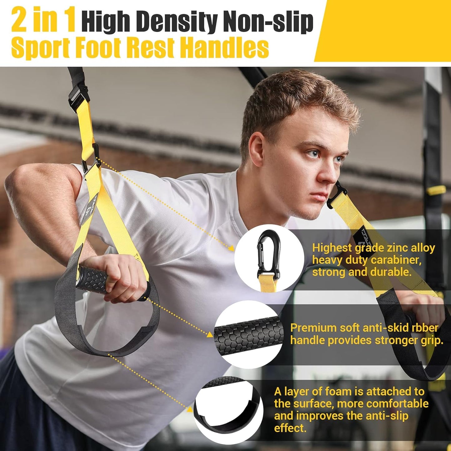 COFOF Suspension Trainer, Sling Trainer Set with Door Anchor for a Full Body Workout, Adjustable Sling Trainer for Home with Large Handle Door Anchor Attachment Carry Bag, Exercise Instructions