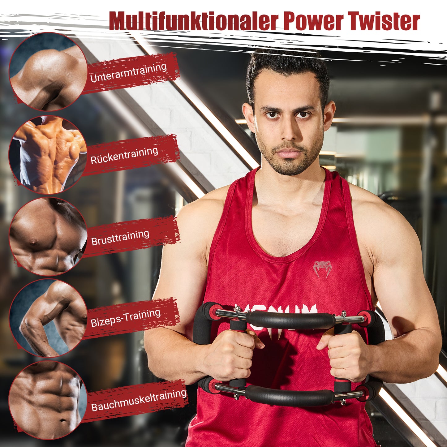 NOONCRAZY Twister Armtrainer, 13-27kg Verstellbarer Brustmuskel Trainingsgeräte für Zuhause, Arm Chest Trainer mit Poster für Männer & Frauen, Brustmuskeltrainer zur Verbesserung der Oberkörpermuskulatur