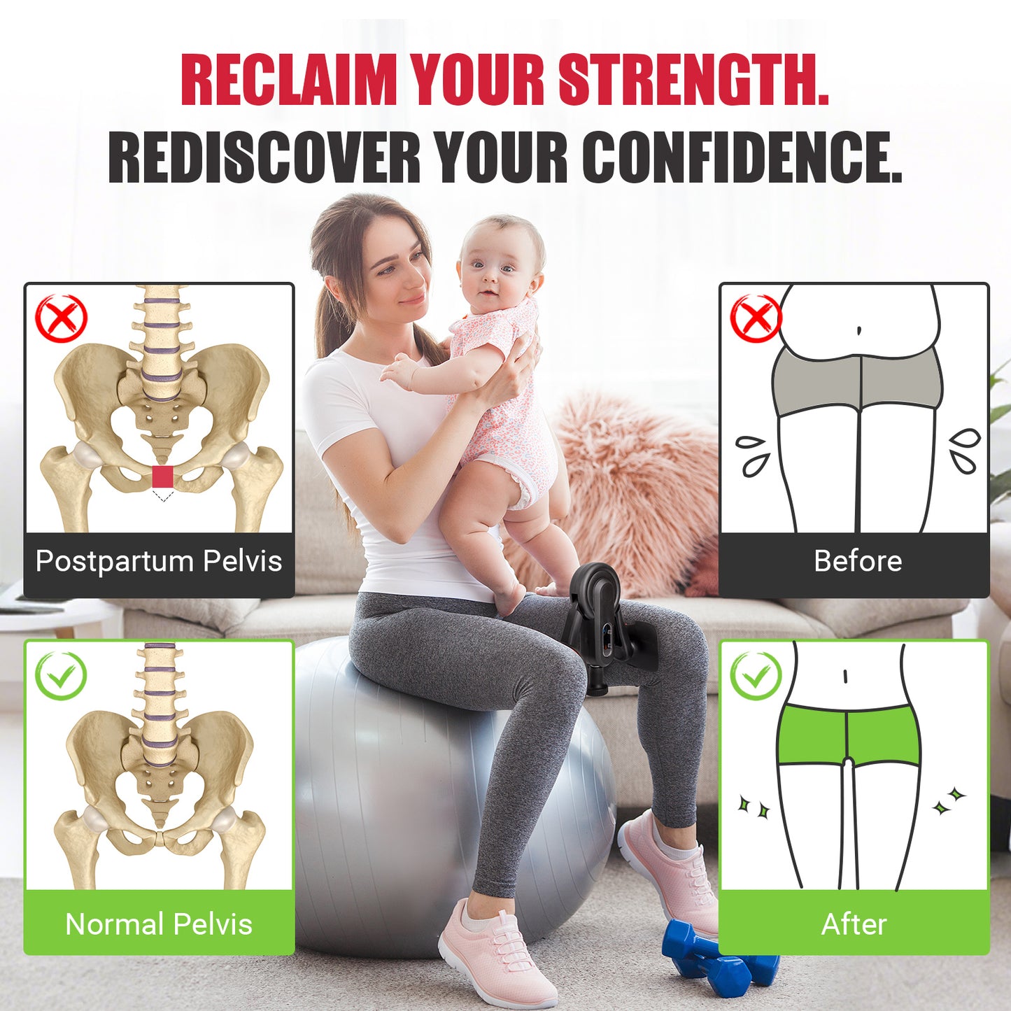 Paleclouds Thigh Trainer Thigh Exerciser, 10-100lb/45kg Adjustable Resistance Pelvic Floor Trainer with Leg Band & Poster for Kegel Exercise, Inner Thigh Exerciser for Home Gym Workout Equipment