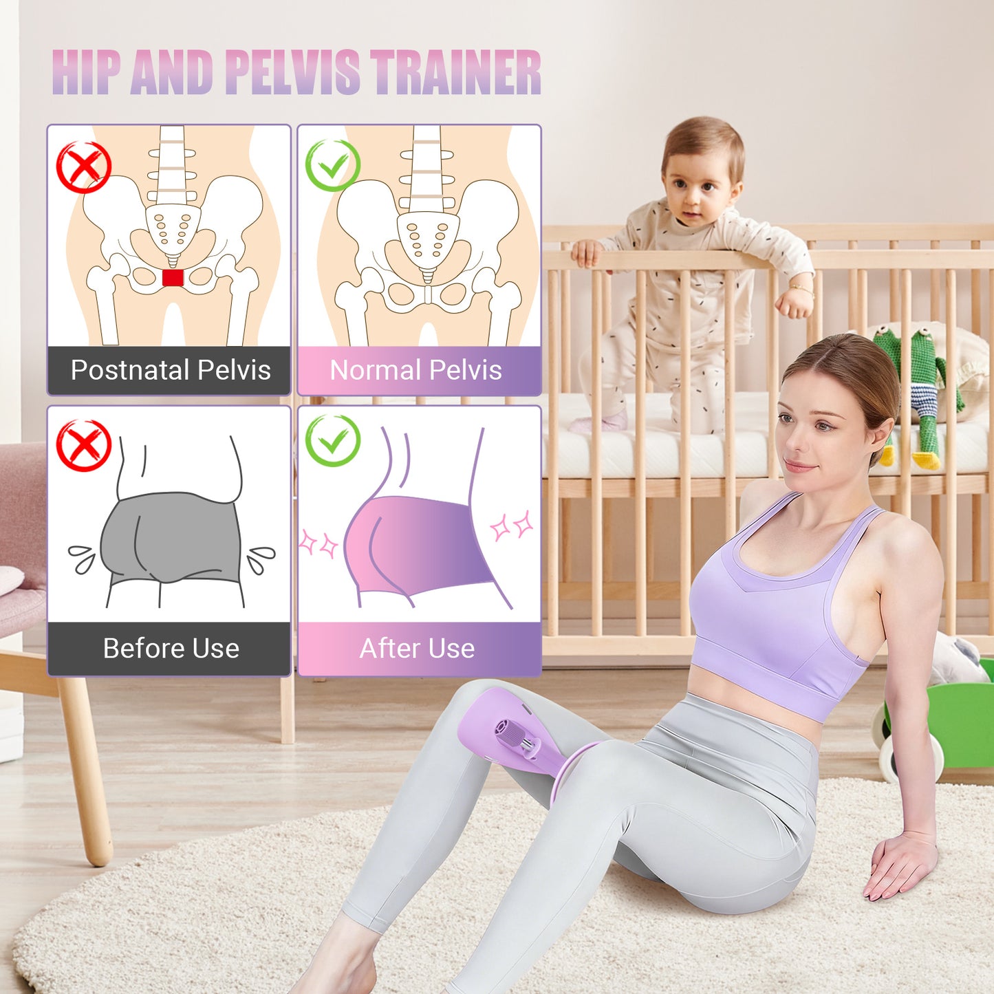 COCTN Thigh Trainer for Women, 15-70LB Adjustable Resistance Inner Thigh Exerciser for Pelvic Floor Muscle Repair, Thigh Workout Kegel Exercise Equipment for Shaping, Yoga & Weight Loss at Home Gym