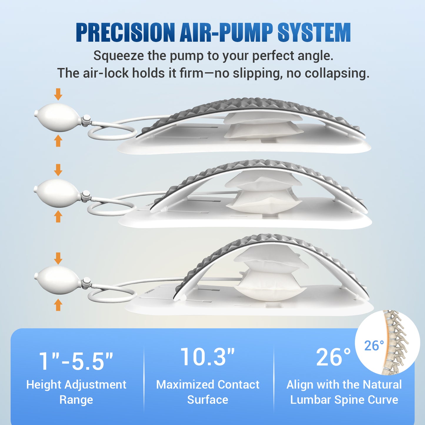 OPDEKEHA Back Stretcher for Lower Back Pain Relief, Adjustable Lumbar Support Board with Acupressure Points, Back Stretcher Board for Scoliosis, Spine Decompression Support