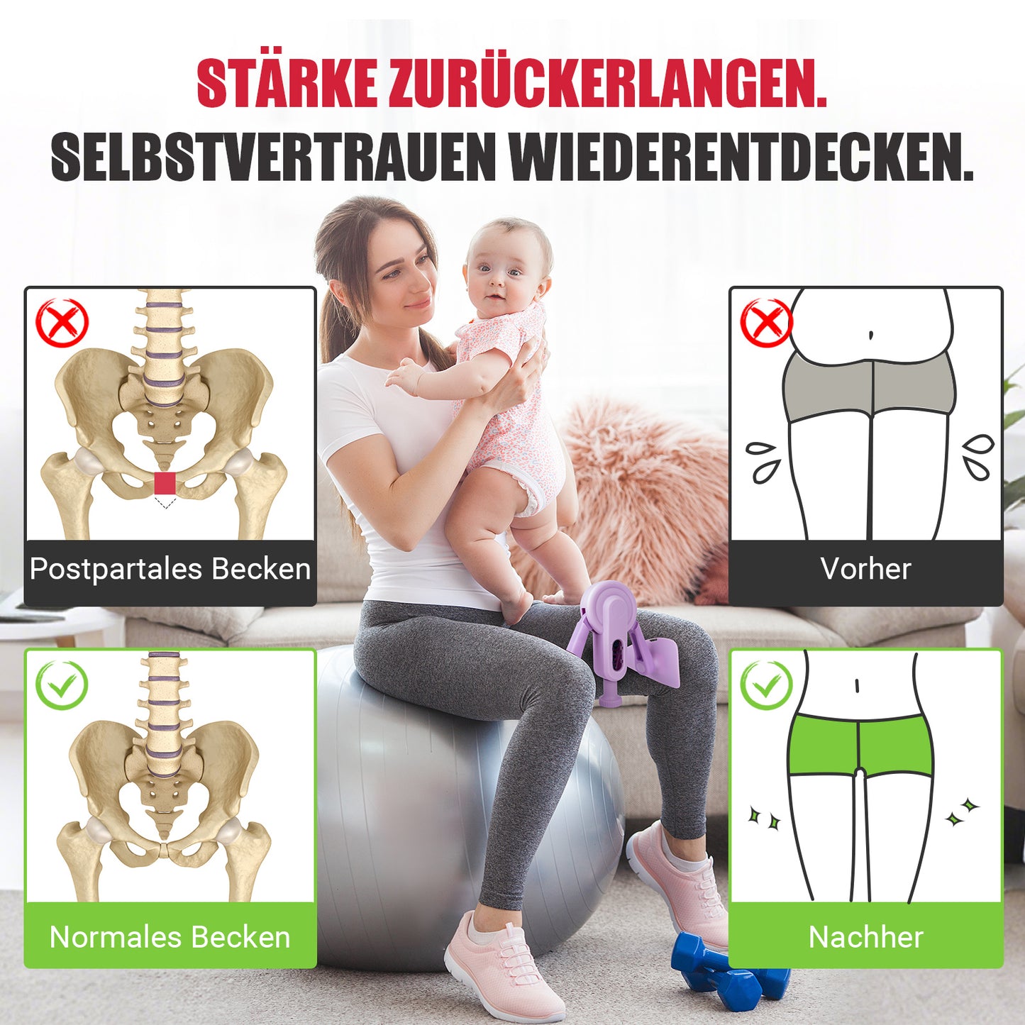 Paleclouds Oberschenkeltrainer, 10-100 lbs Beintrainer für Zuhause mit Widerstandsbändern & Trainingsposter, Multifunktionaler Beckenbodentrainer für Frauen & Männer, Adduktoren & Abduktoren Trainingsgerät