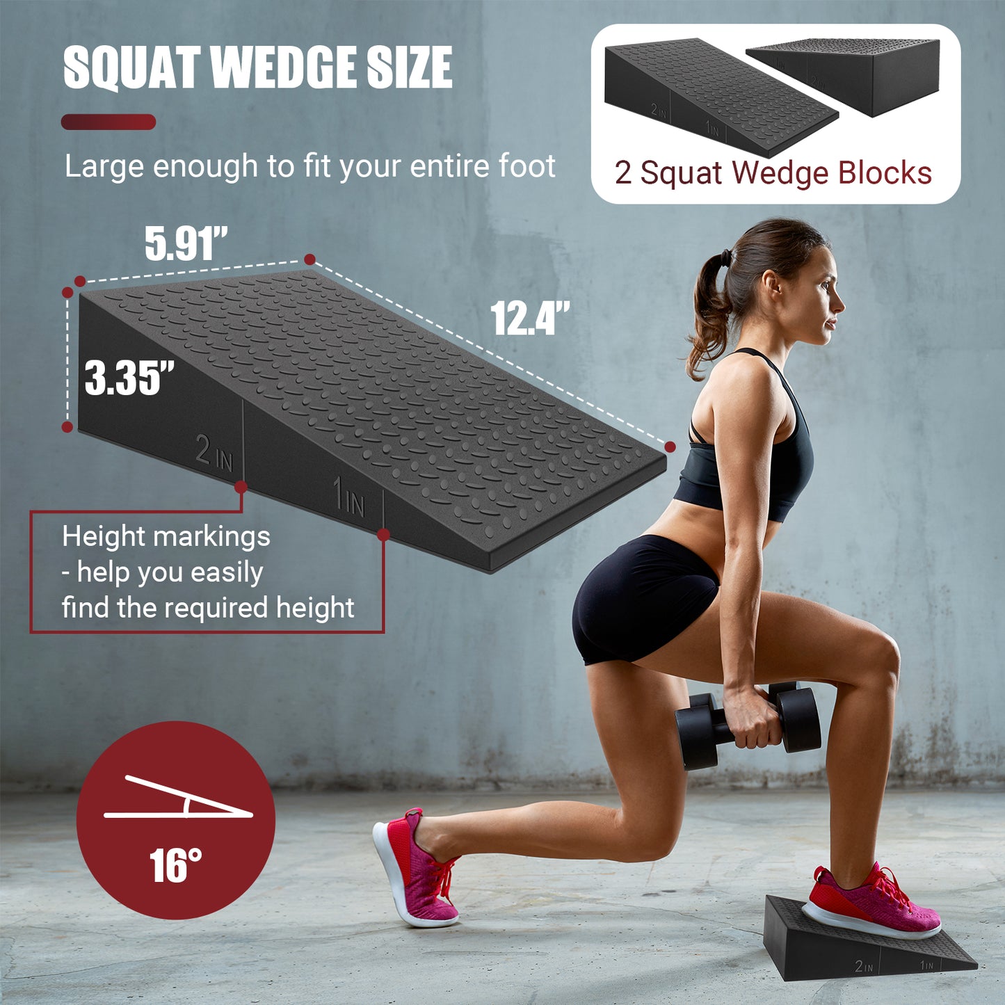 ODCPN Squat Wedge Block, 2 Pcs Non-slip Heel Elevated Squat Wedge for Weightlifting Workout with Storage & Training Poster, Slant Board for Squats to Improve Squat Mobility Balance & Strength Performance