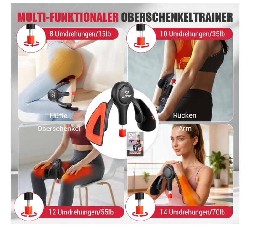 Oberschenkeltrainer, 15-70 lbs Beckenbodentrainer für Frau, Multifunktionaler Gesäßtrainer, Po Trainer mit Resistance Bands, Beinpresse für Zuhause, Beckenboden Trainingsgerät zum Formen (Black)