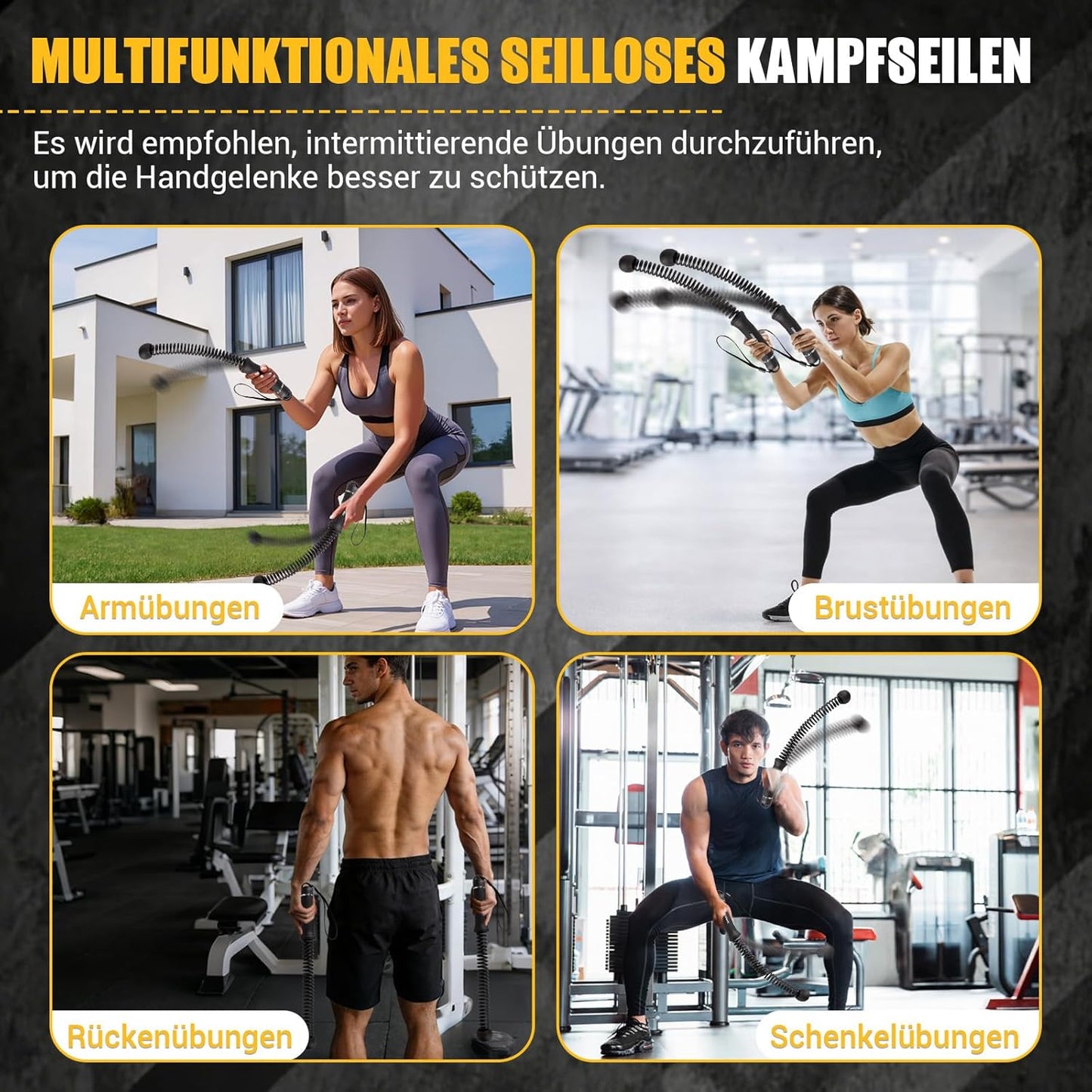 Paleclouds Ropeless Battle Ropes, Battle Rope Ohne Seil mit Tragetasche & Übungsanleitung, Gewichtete Trainingsseile für HIIT, Ganzkörpertraining, Kraft, Ausdauer, Fettverbrennung, Home Gym