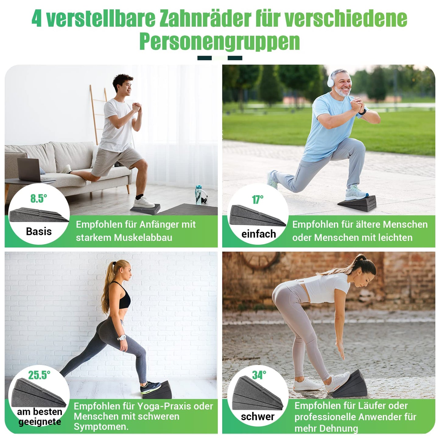 nooncrazy Wadendehner 3er Set, Mobilisationskeil geeignet für Wadenstrecker, Beinstrecker, Plantarstretching, Plantarfasziitis und Achillessehnenentzündung Lösungen