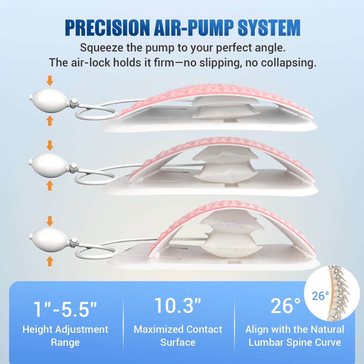OPDEKEHA Back Stretcher for Lower Back Pain Relief, Adjustable Lumbar Support Board with Acupressure Points, Back Stretcher Board for Scoliosis, Spine Decompression Support