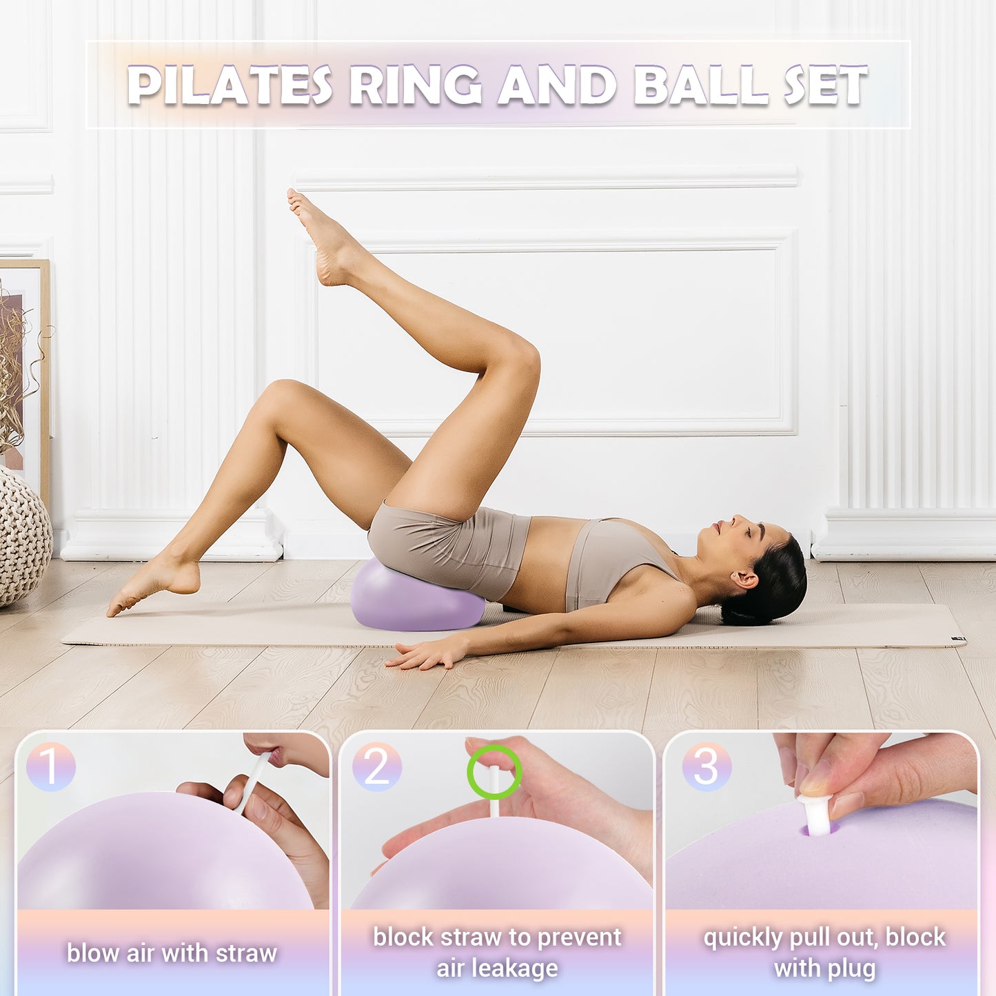 Paleclouds Pilates Equipment, Home pilates Kit for Women with 12" Pilates Ring and Ball Set, 3 Bands and Training Poster & Portable Bag Yoga Set, Pilates Starter Kit for Women Strength and Full Body Toning