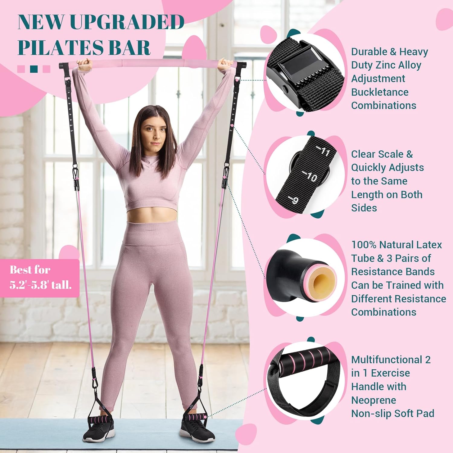  Pilates Bar Kit with Resistance Bands - Workout