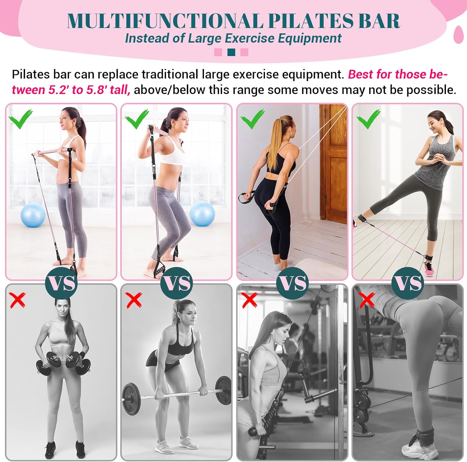 Pilates Bar Kit Resistance Bar Workout Multifunctional Pilates Bar